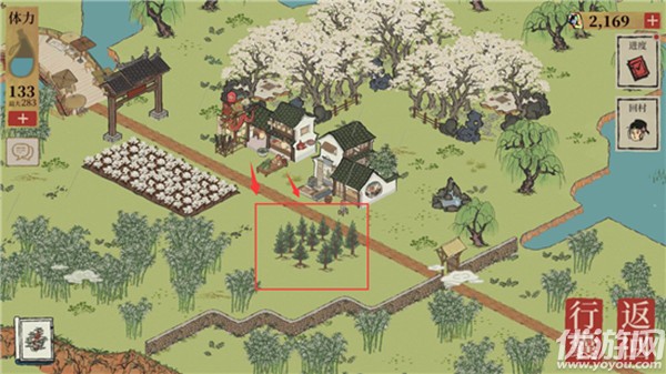 江南百景图又见桃花村铲子在哪里 又见桃花村铲子位置介绍